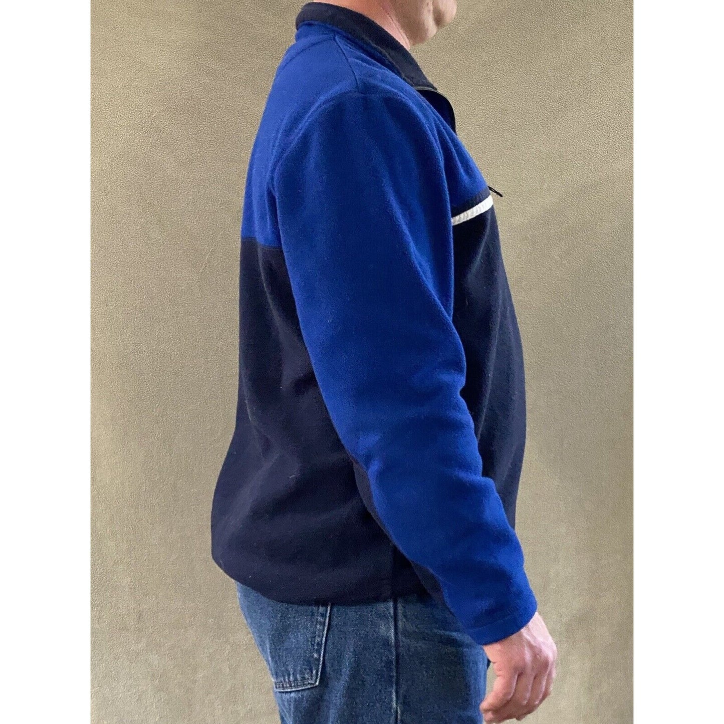 Old Navy Men’s Large Black & Blue 1/4-Zip Fleece Pullover Sweatshirt