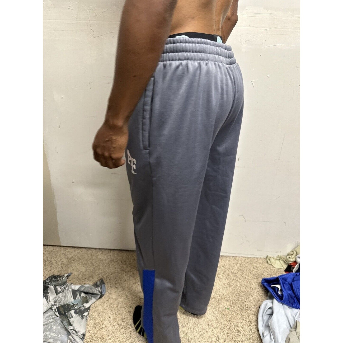 Men’s Gray Large Russell Polyester Sweat Pants With Pockets Air Force Falcons US