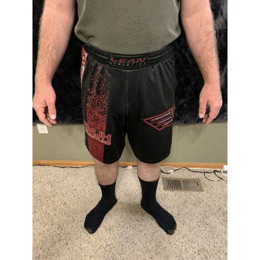 Lean Athletics Black And Maroon Youth XL Wrestling Shorts Stretchy Material