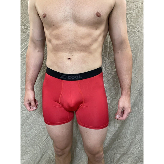 men's 32 degrees cool fire engine red compression boxer briefs Small