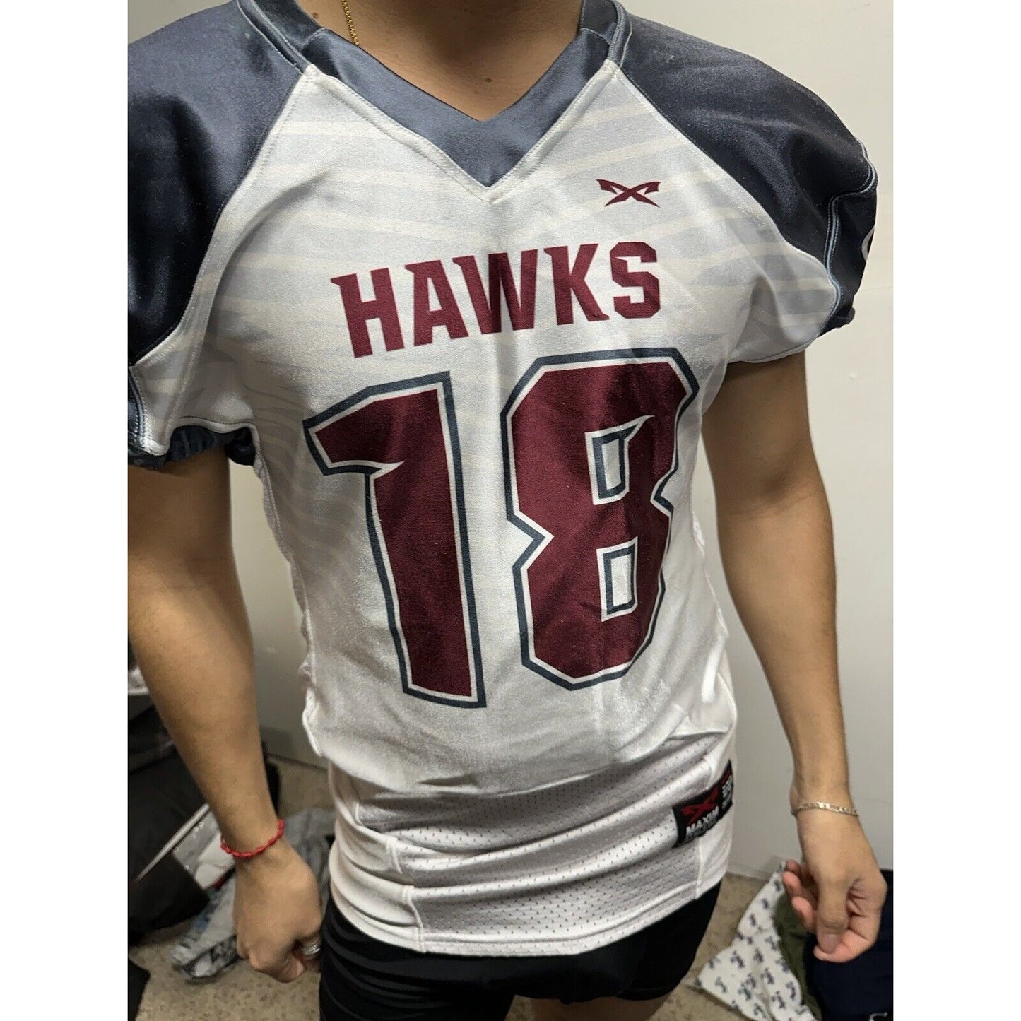 Men’s Maxim Athletic Football Jersey Hawks Number 18