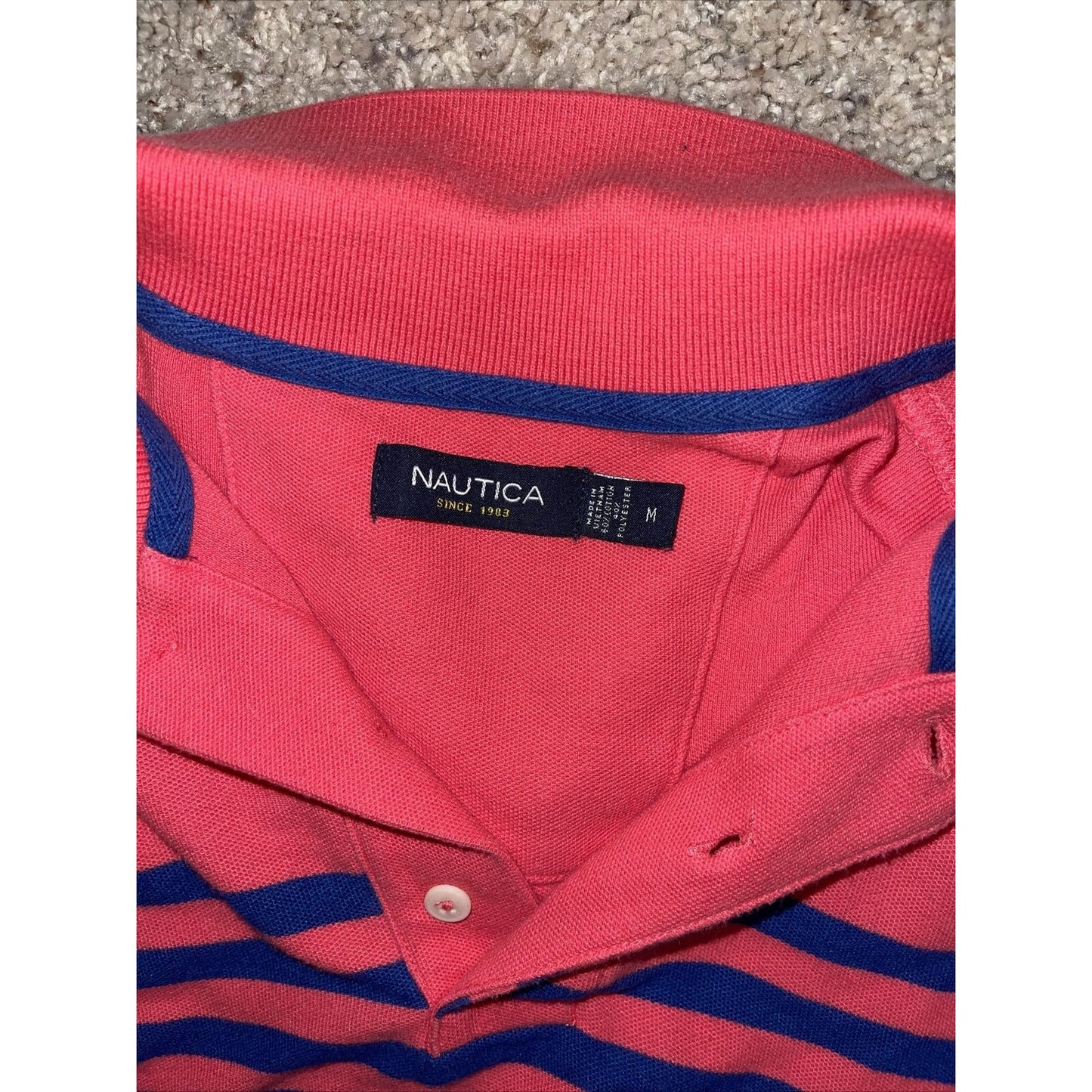 Men’s Nautica Medium Pink/Blue Striped Short Sleeve