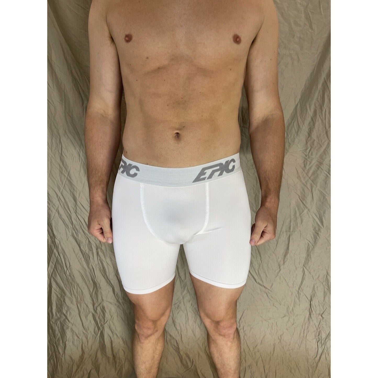 men's epic stretch white epicool compression shorts Small