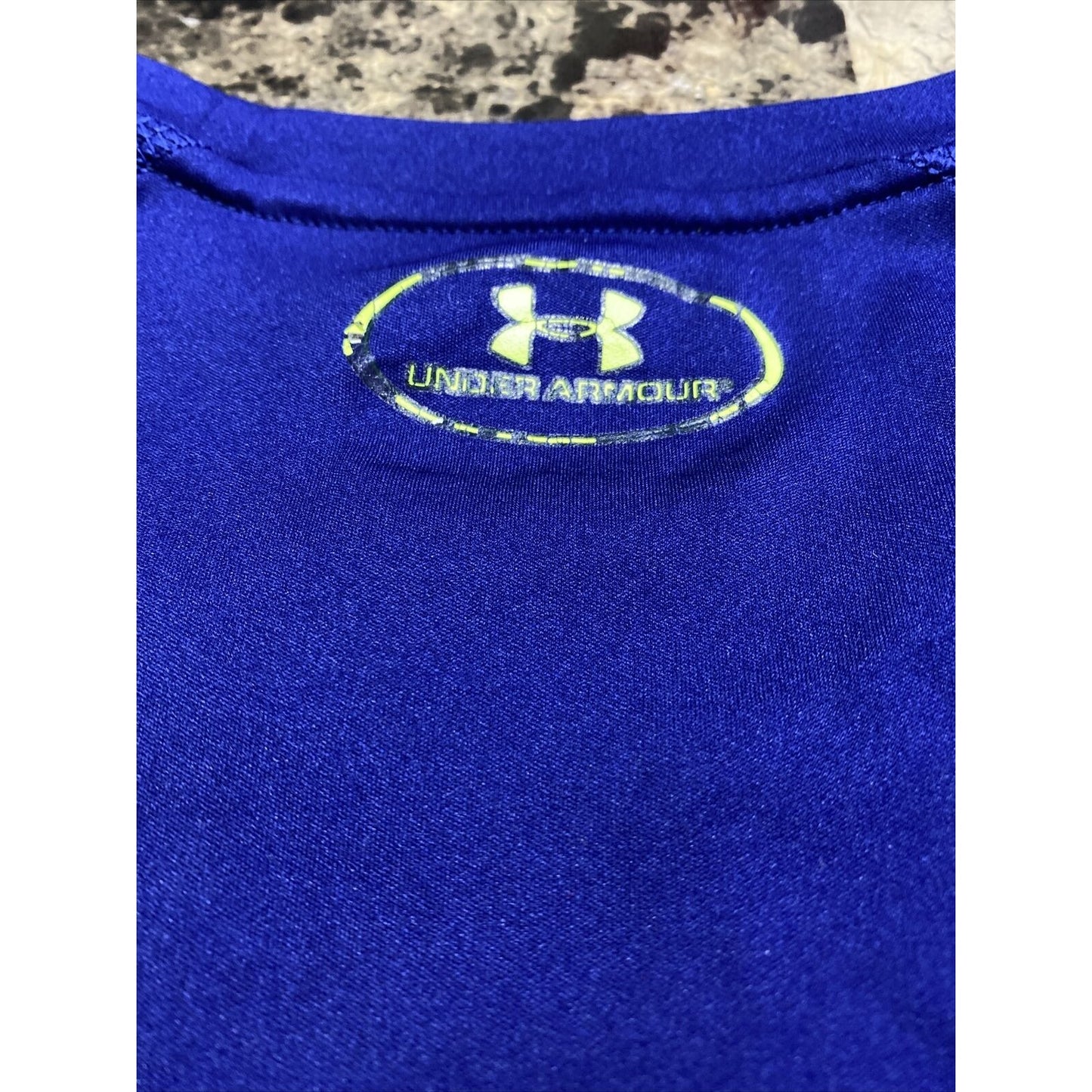 Under Armour Men’s XL Blue Neon Yellow Polyester Gym Training Athletic Shirt