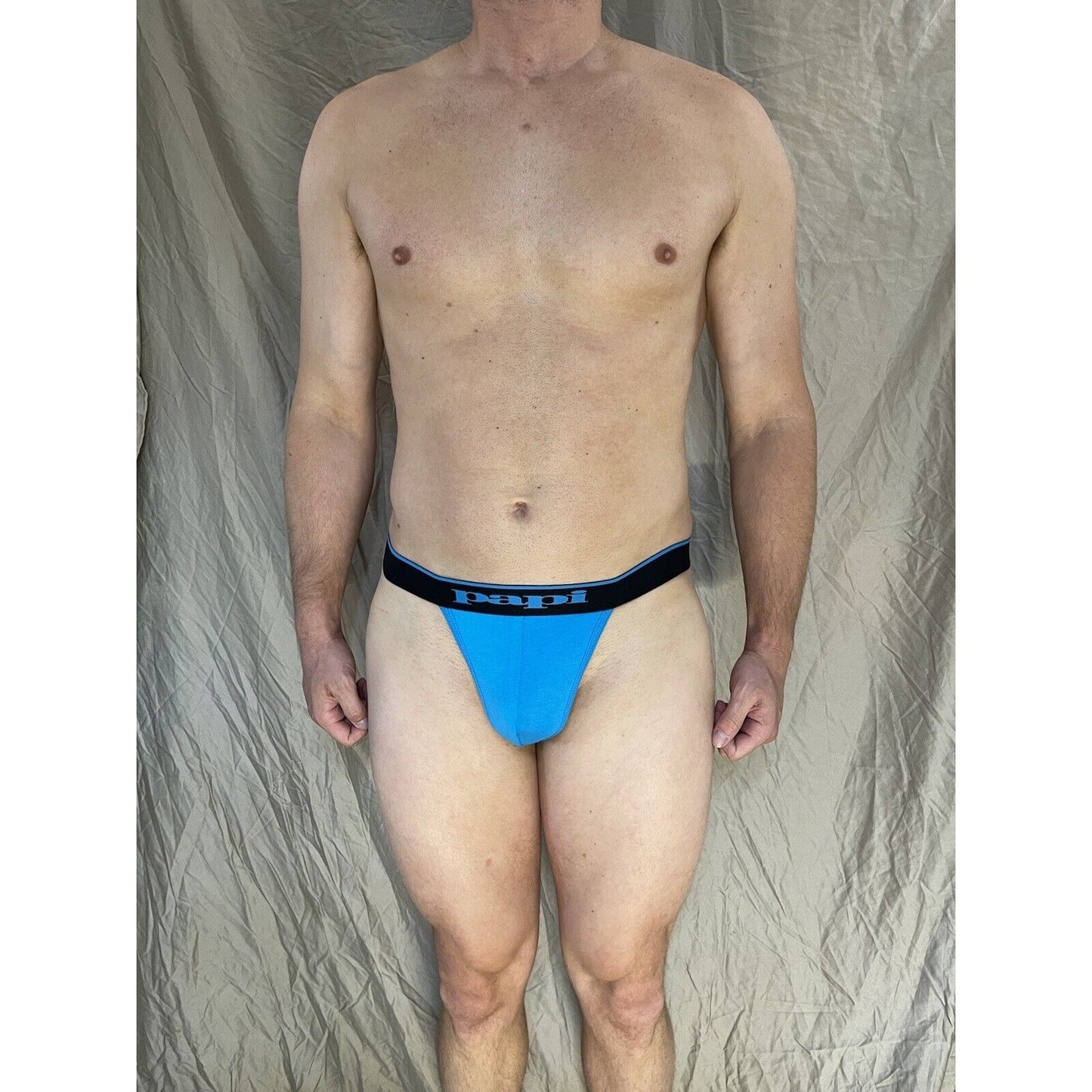 men's papi Aqua Thong with Black lettering Medium