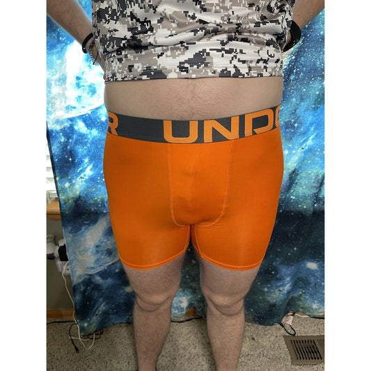 Orange Under Armour Youth Fitted YXL Compression Shorts