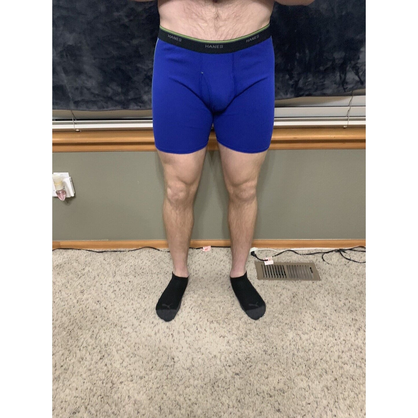 Men’s Hanes Comfort Flex Royal Blue Black Band Boxer Briefs