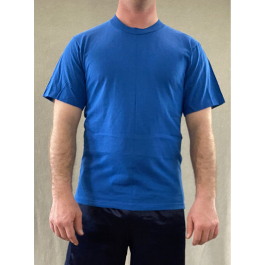 The Cotton Exchange Men’s Medium Plain Solid Blue Cotton T-shirt