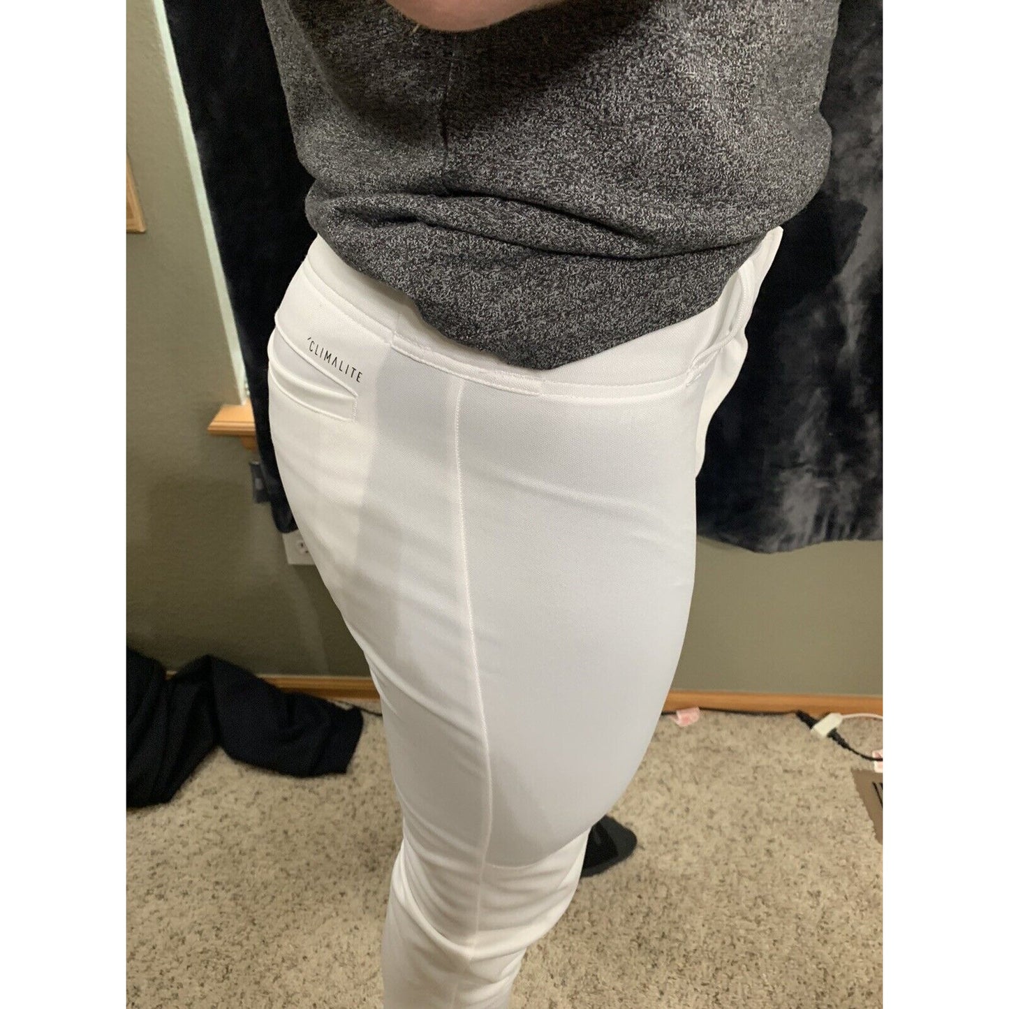 Men’s Adidas Climalite White Polyester Baseball Pants Size Large