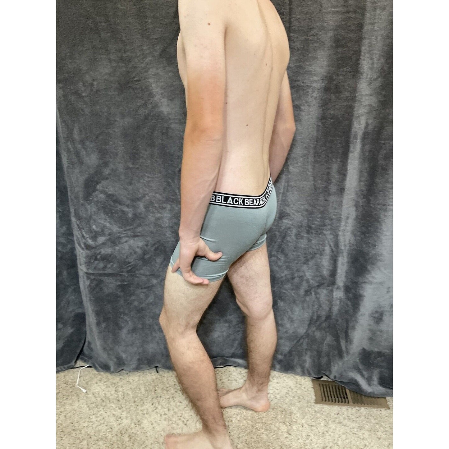 men's medium athletic trunk style black bear boxer brief Gray