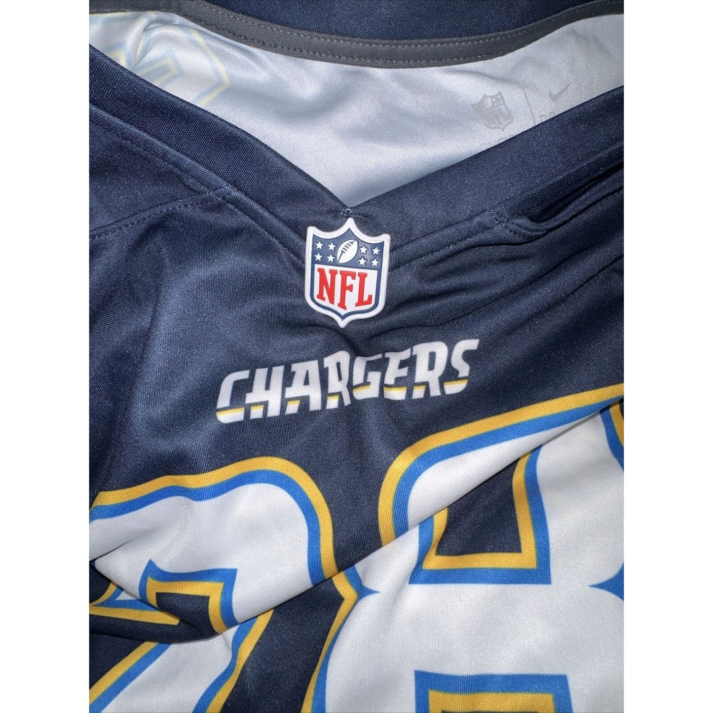 Men’s NFL Players Chargers Large 28 Gordon III Nike Dri Fit Jersey Onfield