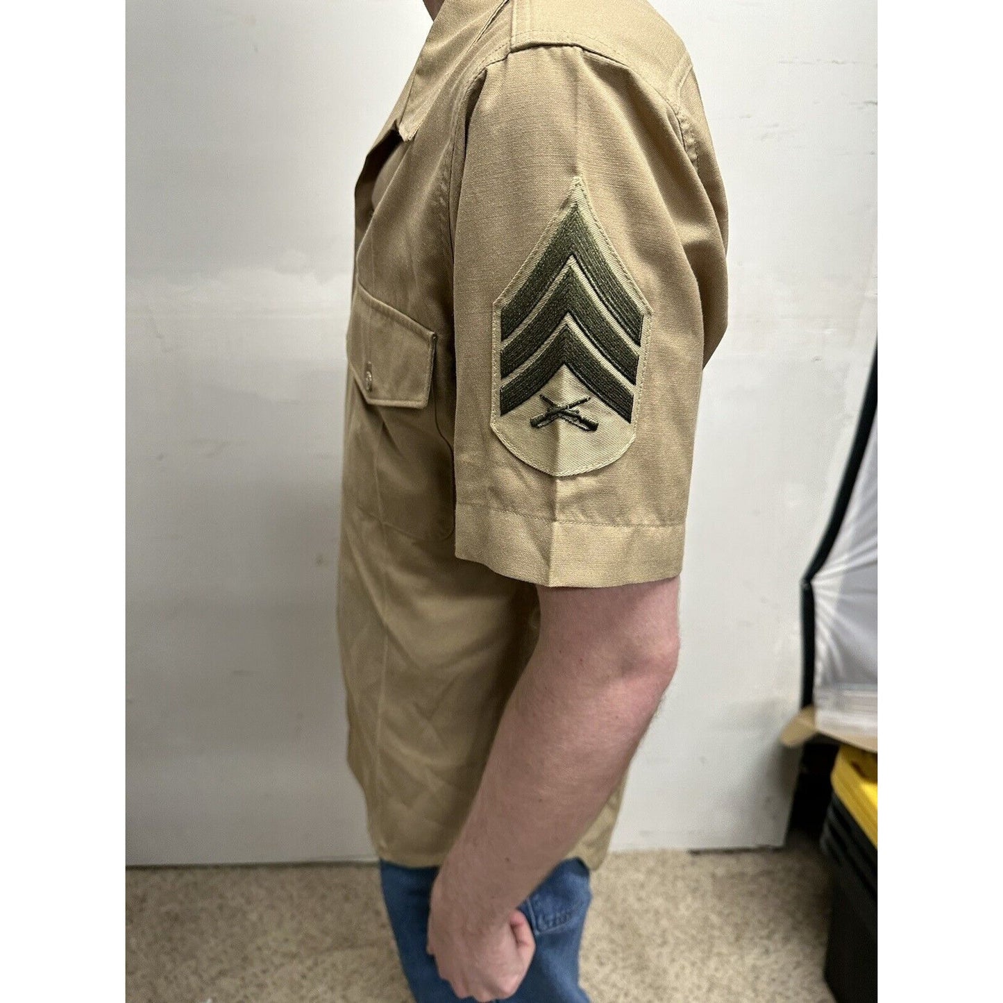 usmc marines defense logistics 15 1/2 short sleeve dress shirt e-5 sergeant rank
