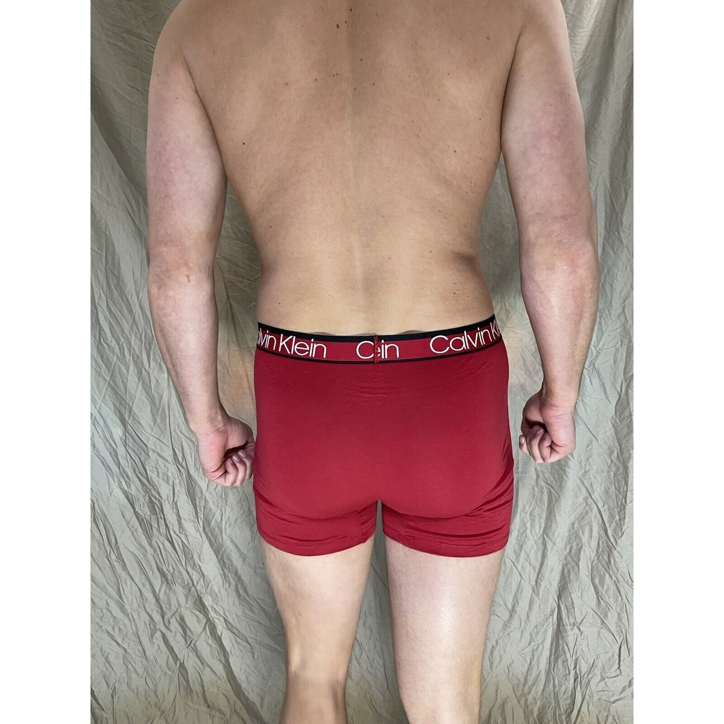 men's red calvin klein boxer brief large