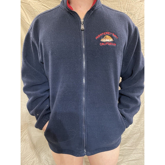 Men's full zip blue sweatshirt monterey bay california fits like a medium Gogo