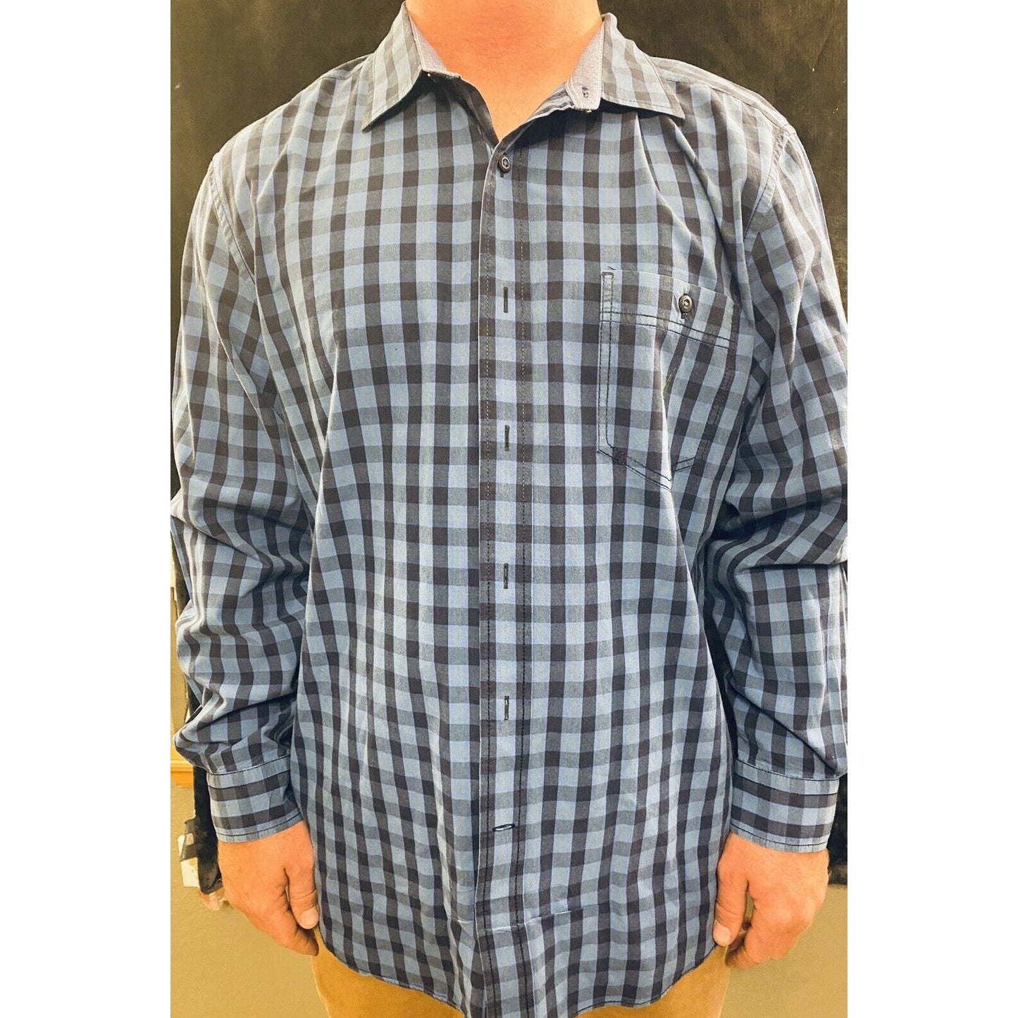 Nautica Classic Fit Mens Blue Plaid Long Sleeve Button Down Shirt XL