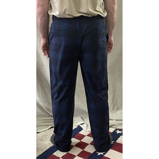 Nautica Sleepwear Men’s Medium Dark Blue Plaid Lounge Polyester Pajama Pants