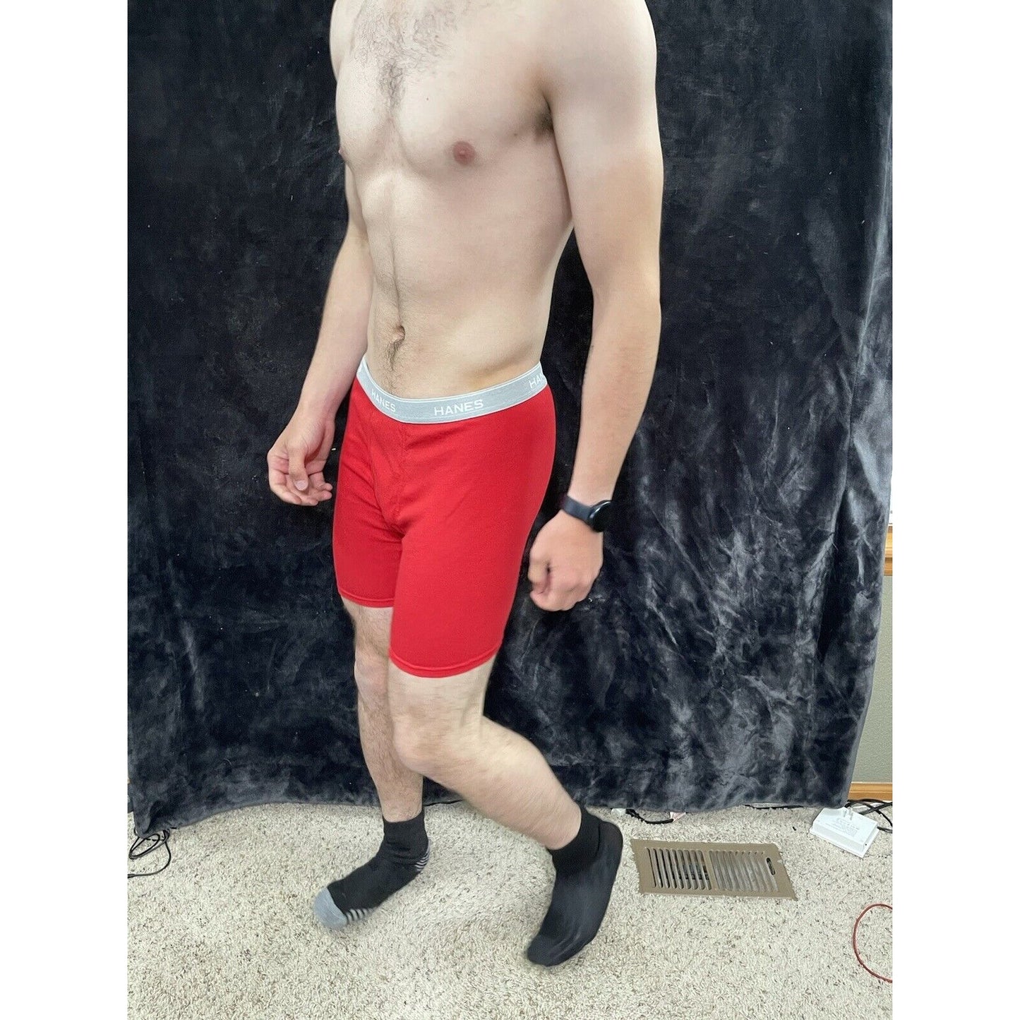 Men’s Red Hanes Boxer Briefs Medium Comfort Flex