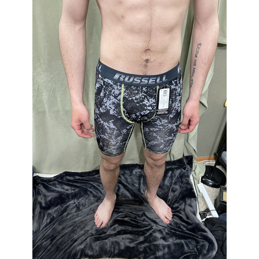 Russell Performance Men’s Medium Long Leg Boxer Briefs Gray Camo