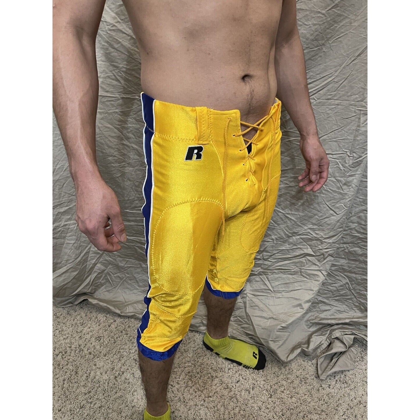 men's gold/yellow/blue russell athletics size 34 football pants