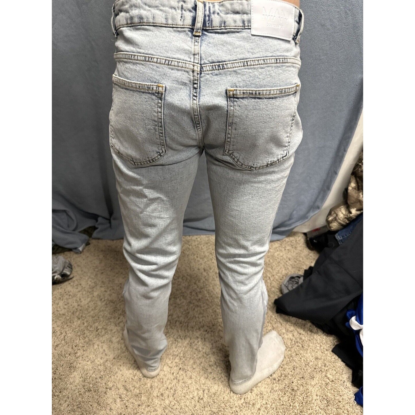 Men’s Light Blue Boohooman Size 34 Regular Jeans