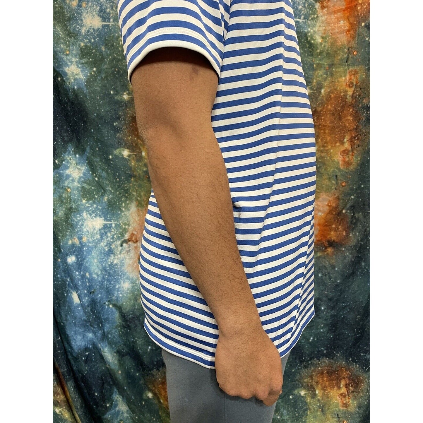 Men’s Doherty High School Spartans Striped blue Nike Golf Shirt Sleeve Shirt L