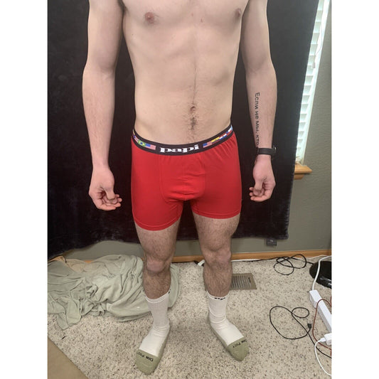 Men’s Papi Medium Boxer Briefs Red 5% Spandex