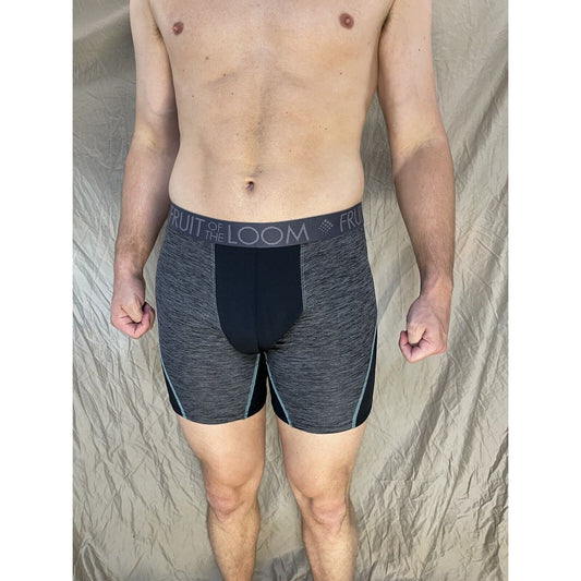 men's fruit of the loom XL compression boxer briefs breathable Black And Gray