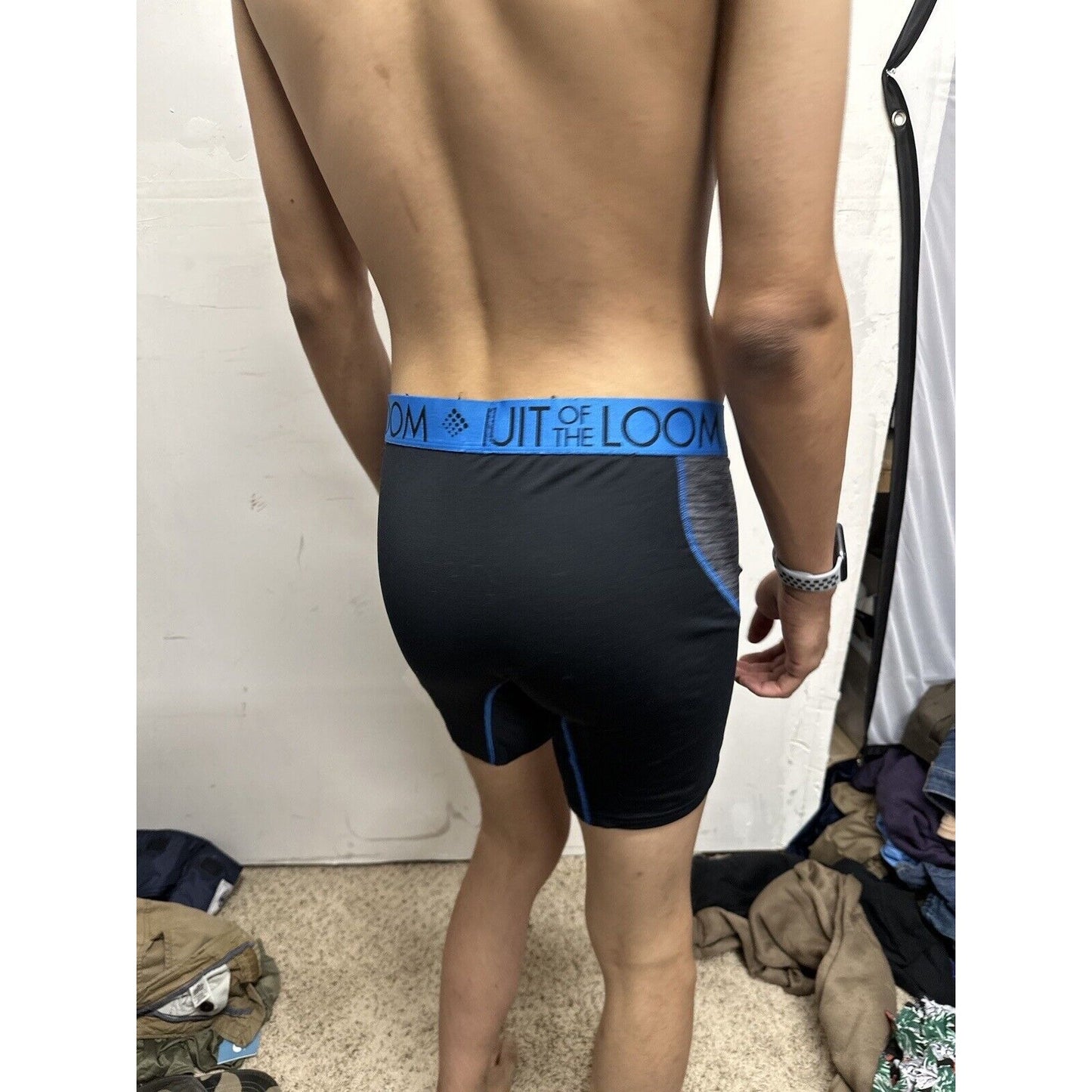 Men’s Large Fruit Of The Loom Black And Gray Boxer Briefs