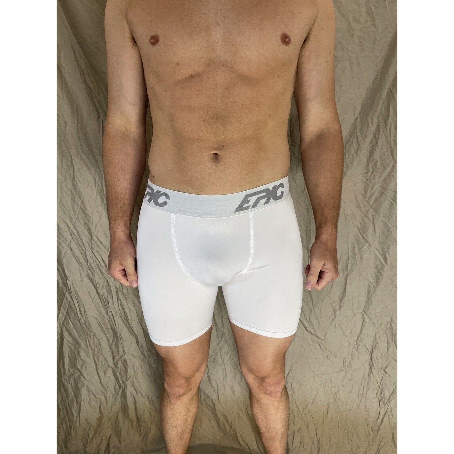 men's epic stretch white epicool compression shorts Small