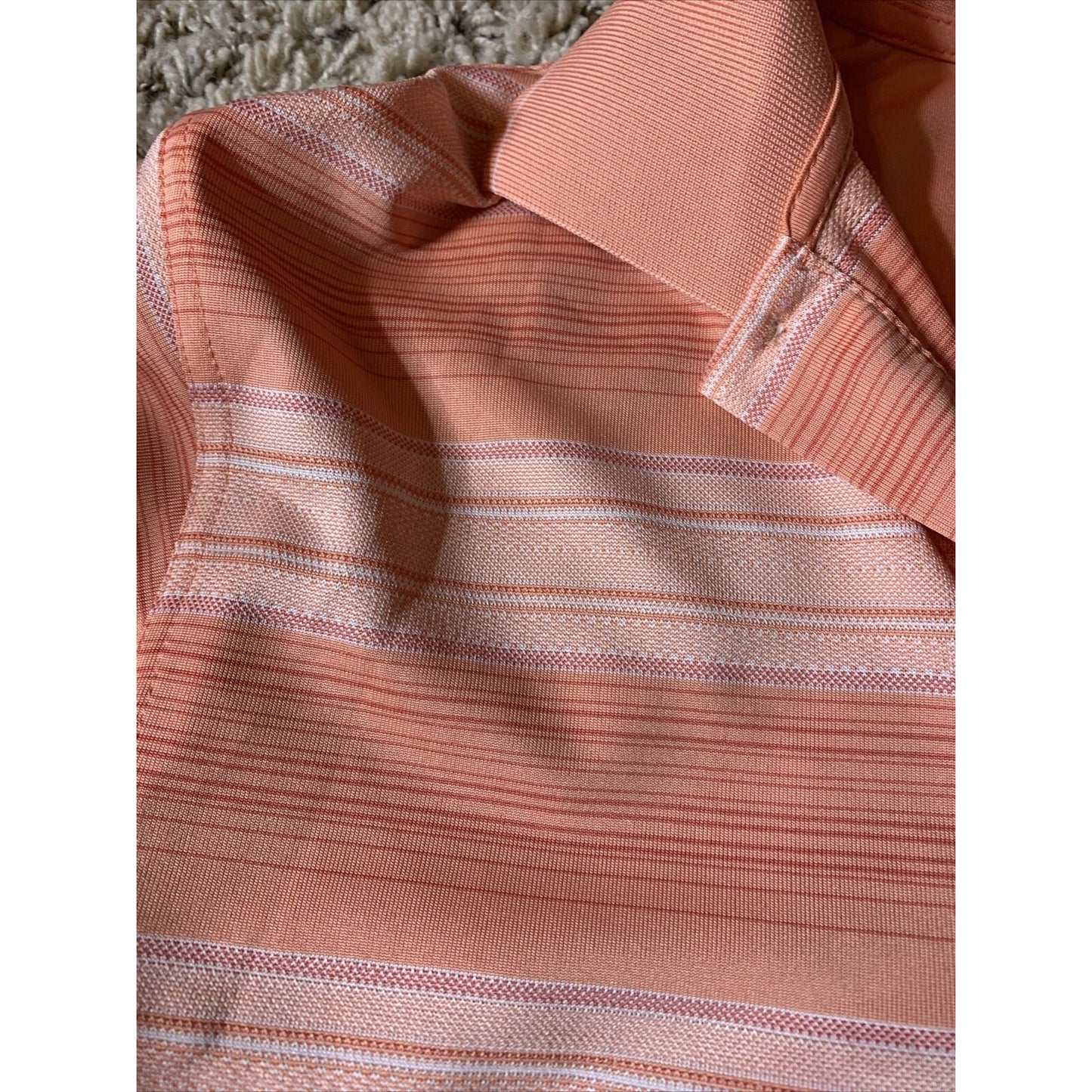 Men's PGA TOUR Orange Polyester Pink/Coral Golf Shirt Short Sleeve Medium M