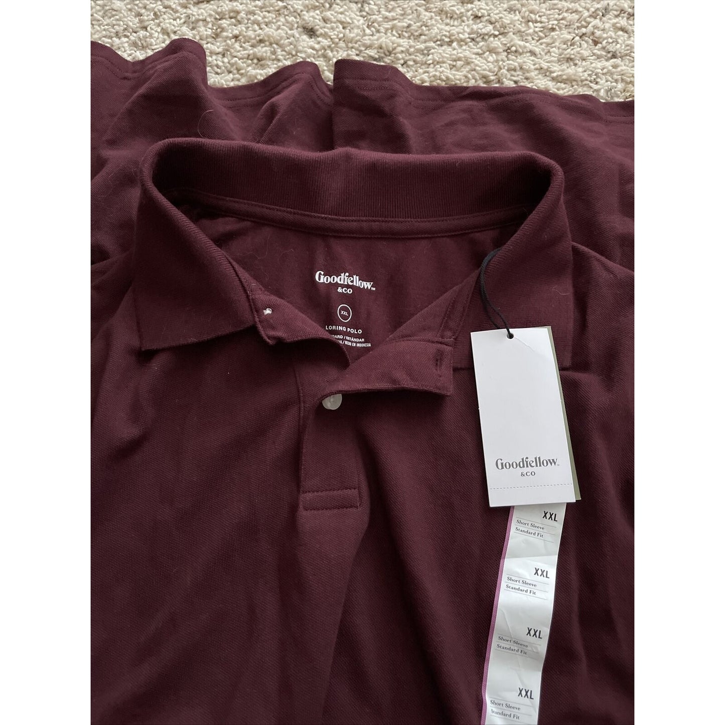 Men’s Maroon Goodfellow XXL Polo Shirt Short Sleeve