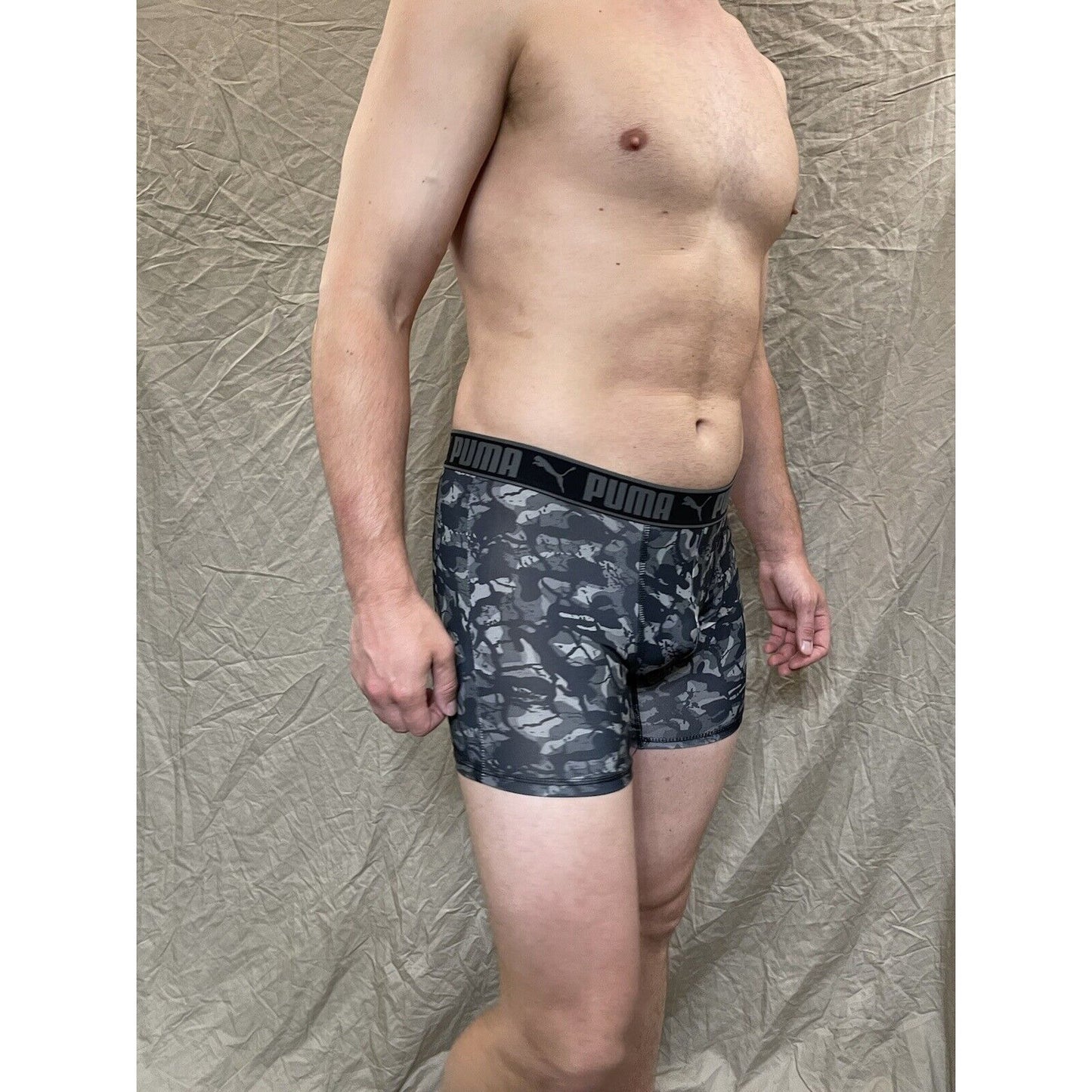 men's small puma gray camo compression boxer briefs