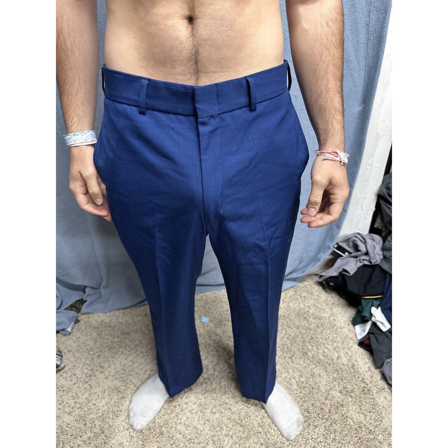 Men’s Usmc Trousers Uniform Pants Marines 33S Poly Wool Blue