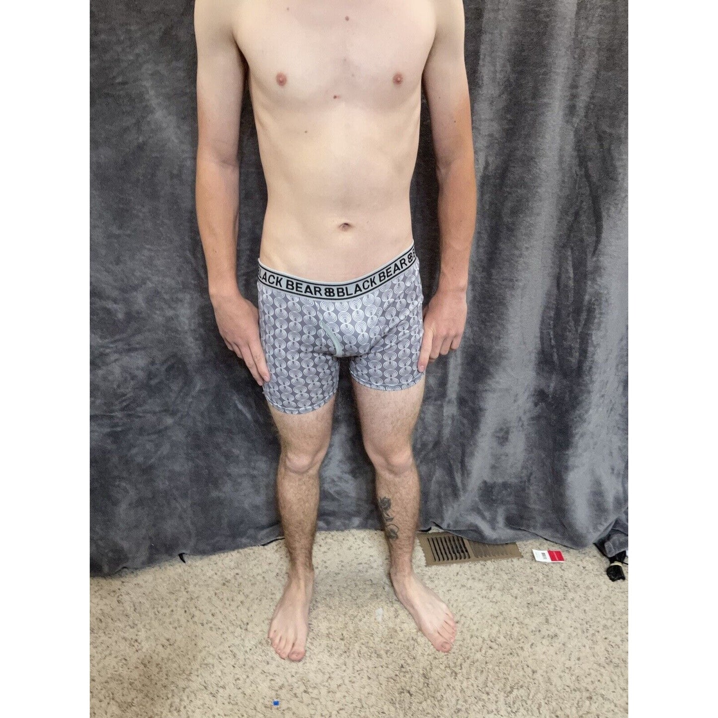 men's medium athletic trunk style black bear boxer brief gray With Circle Design