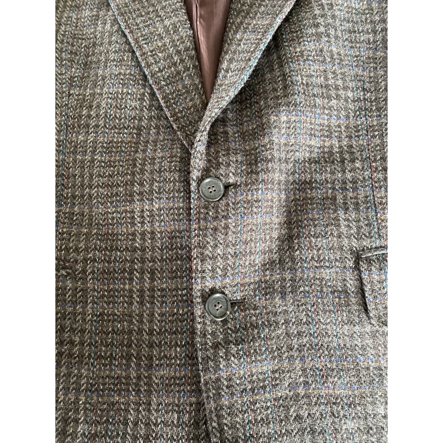 The Men’s Store Men’s 42S Brown Herringbone Polyester Wool Blazer Jacket