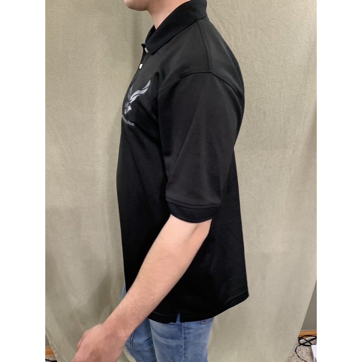 Men’s Medium Black Ultraclub Platinum Embroidered Air Force Polo Shirt