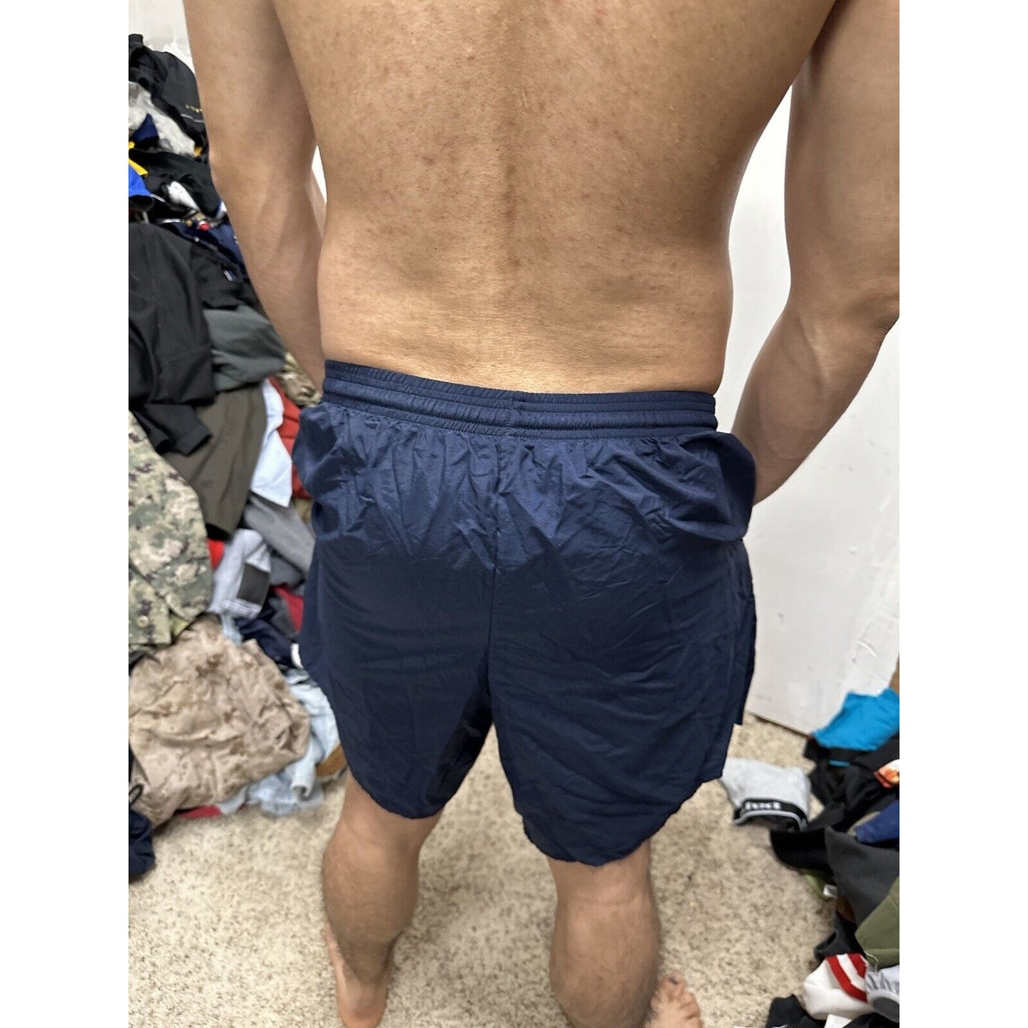 Men’s Large Navy Physical Fitness Uniform Blue Shorts Trunks