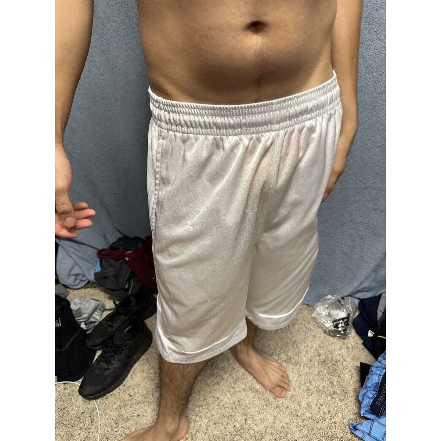 Men’s White AND1 Medium Athletic Shorts With Pockets
