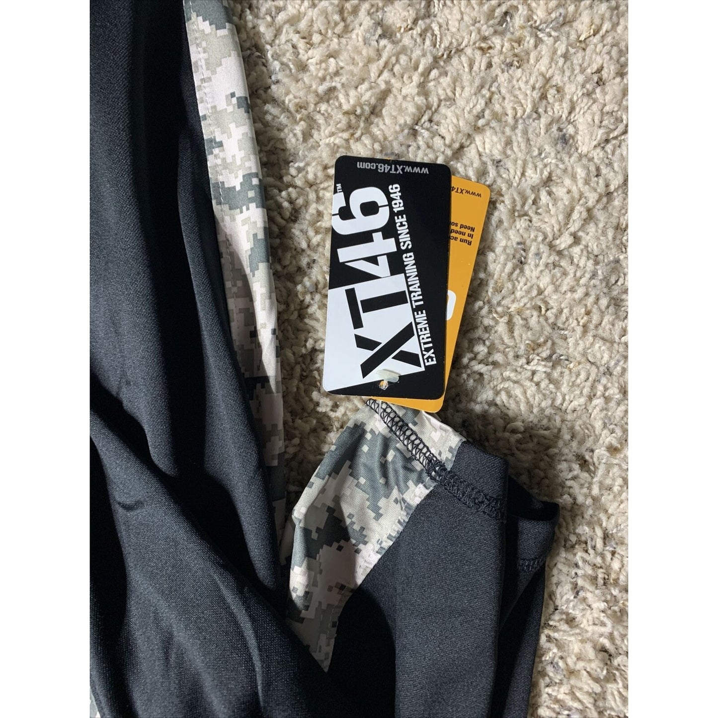 Men’s Soffe XT46 Black With Camo Large Tee 100% Polyester