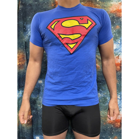 Men’s Medium Blue Superman Logo T Shirt Short Sleeve