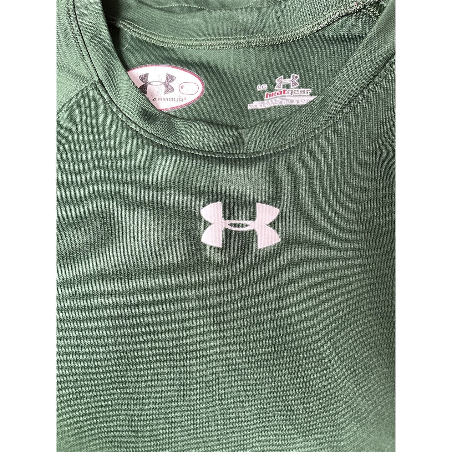 Under Armour Loose Fit Heat Gear Men LG S/S T-Shirt Green Performance Wear Logo