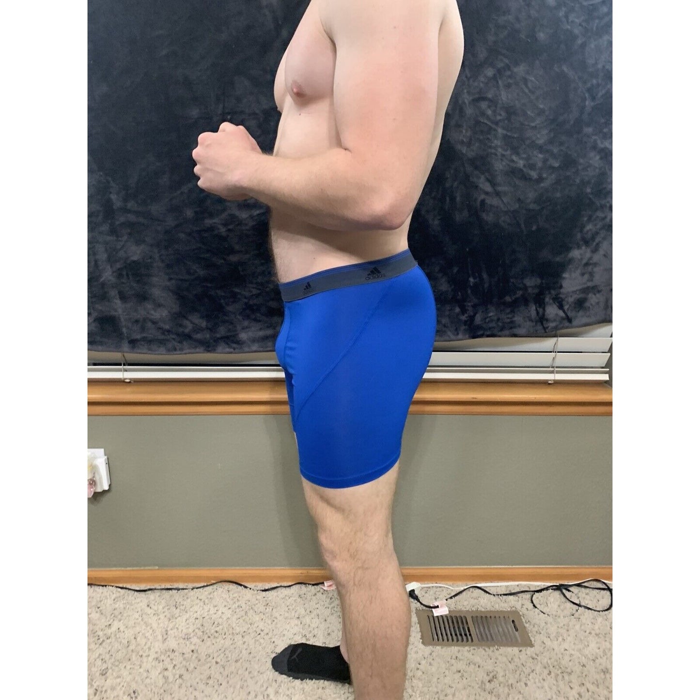 Men’s Adidas 9% Spandex Compression Shorts Royal Blue XL