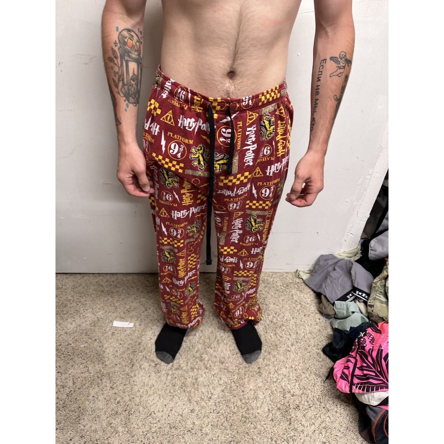 MENS XL Harry Potter Hogwarts Gryffindor Sleep Lounge Pajama Pants Platform