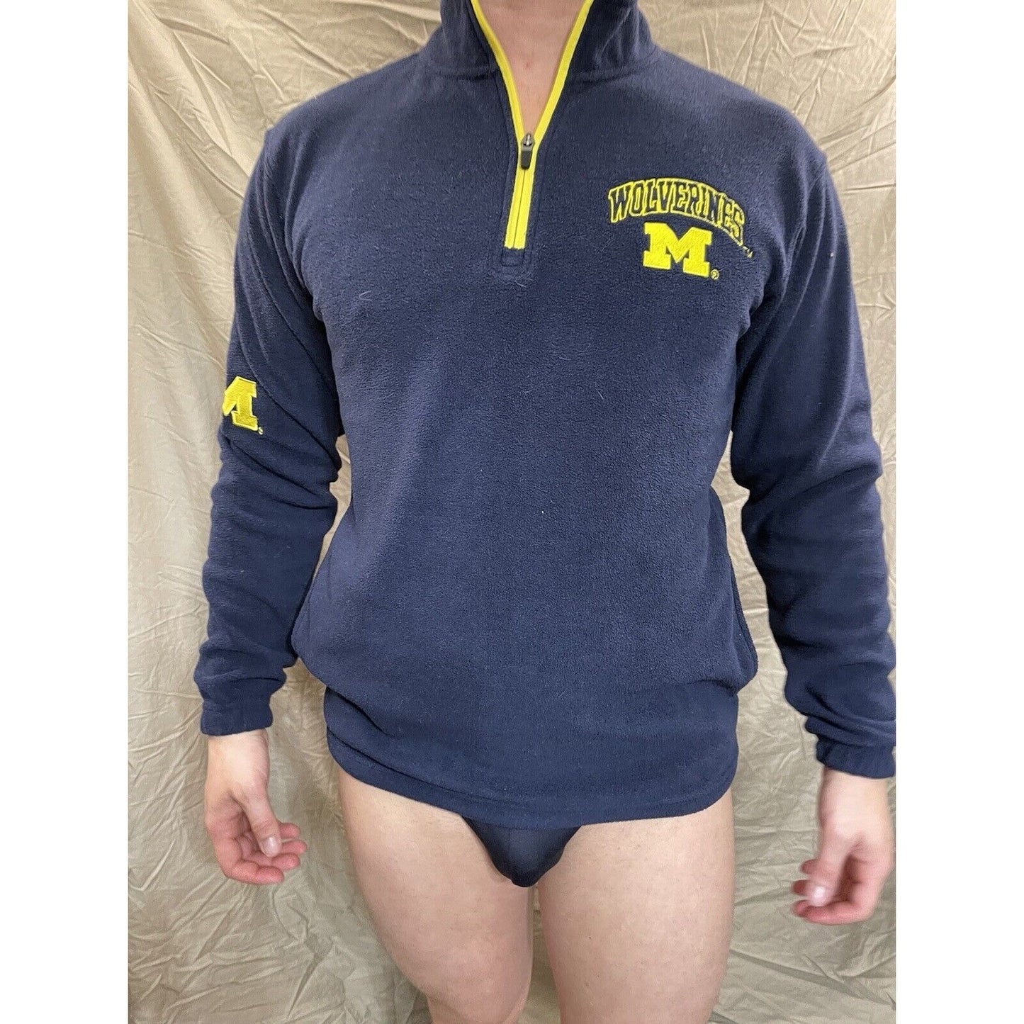 Men's Small Knights Apparel Michigan Wolverines Navy Blue quarter zip pullover