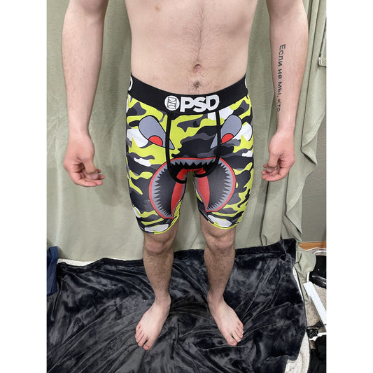 Men’s PSD Compression Shorts Neon Warface Mouth Medium Camo New