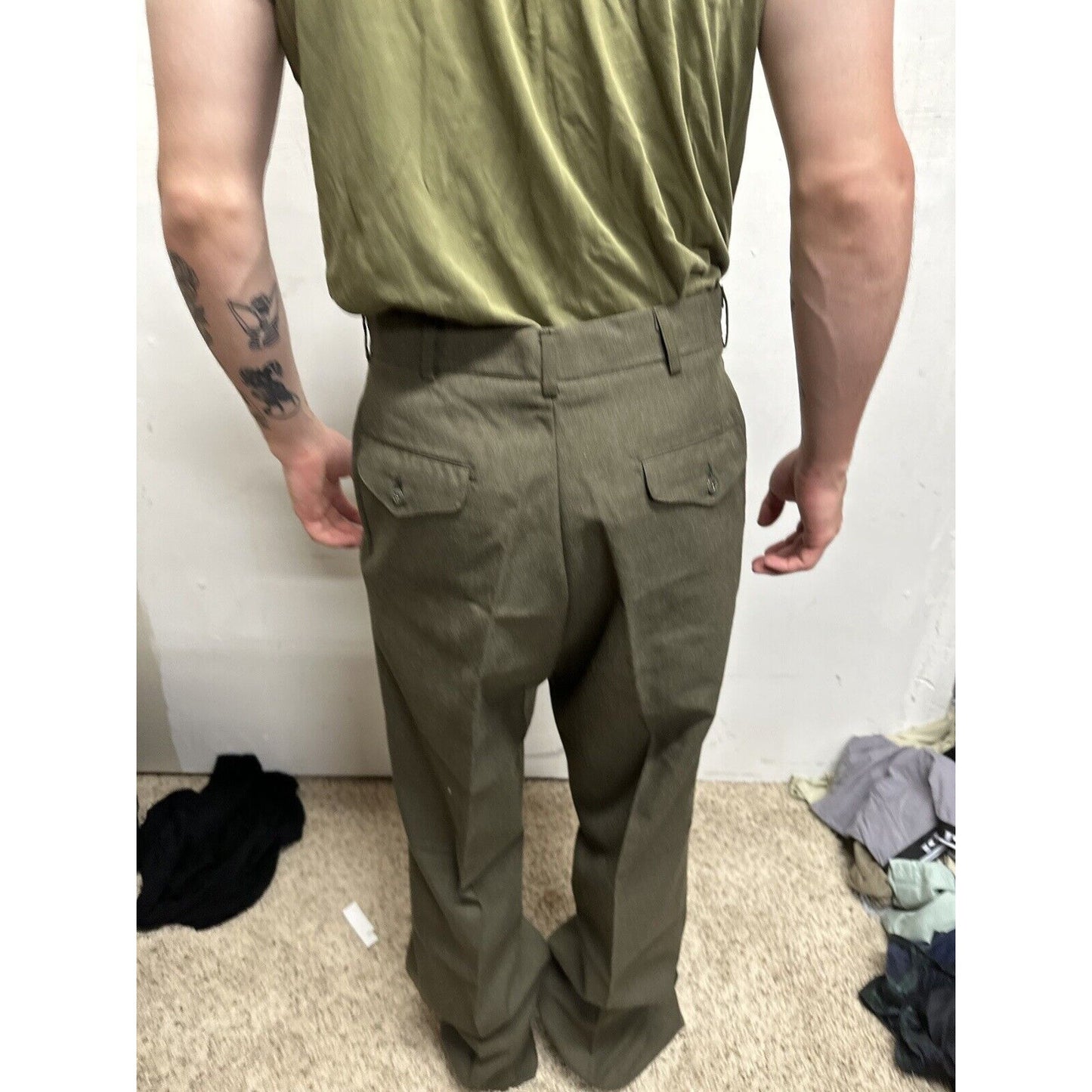 Men’s Usmc Marines Green Size 35L Wool Uniform Pants  Only