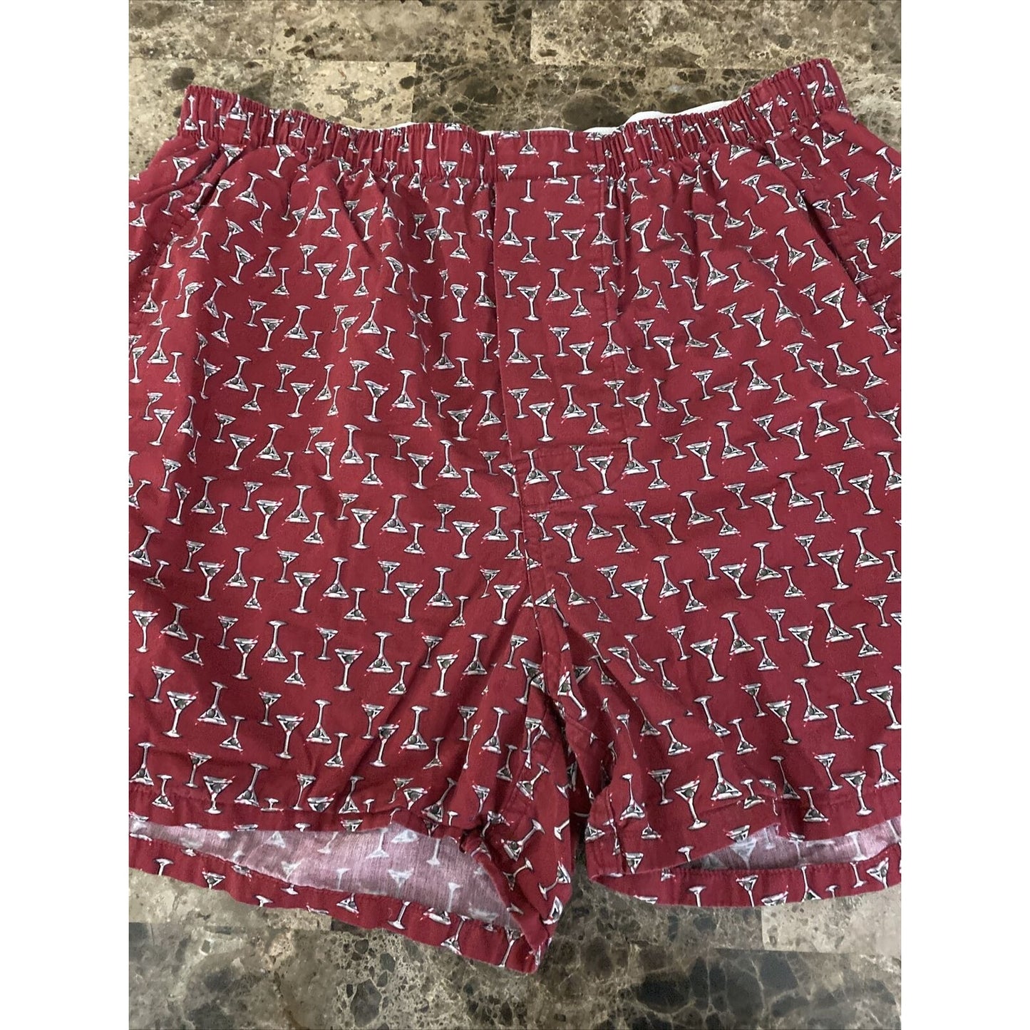 Banana Republic Men’s XL Red Martini Glass Pattern 100% Cotton Boxer Shorts New