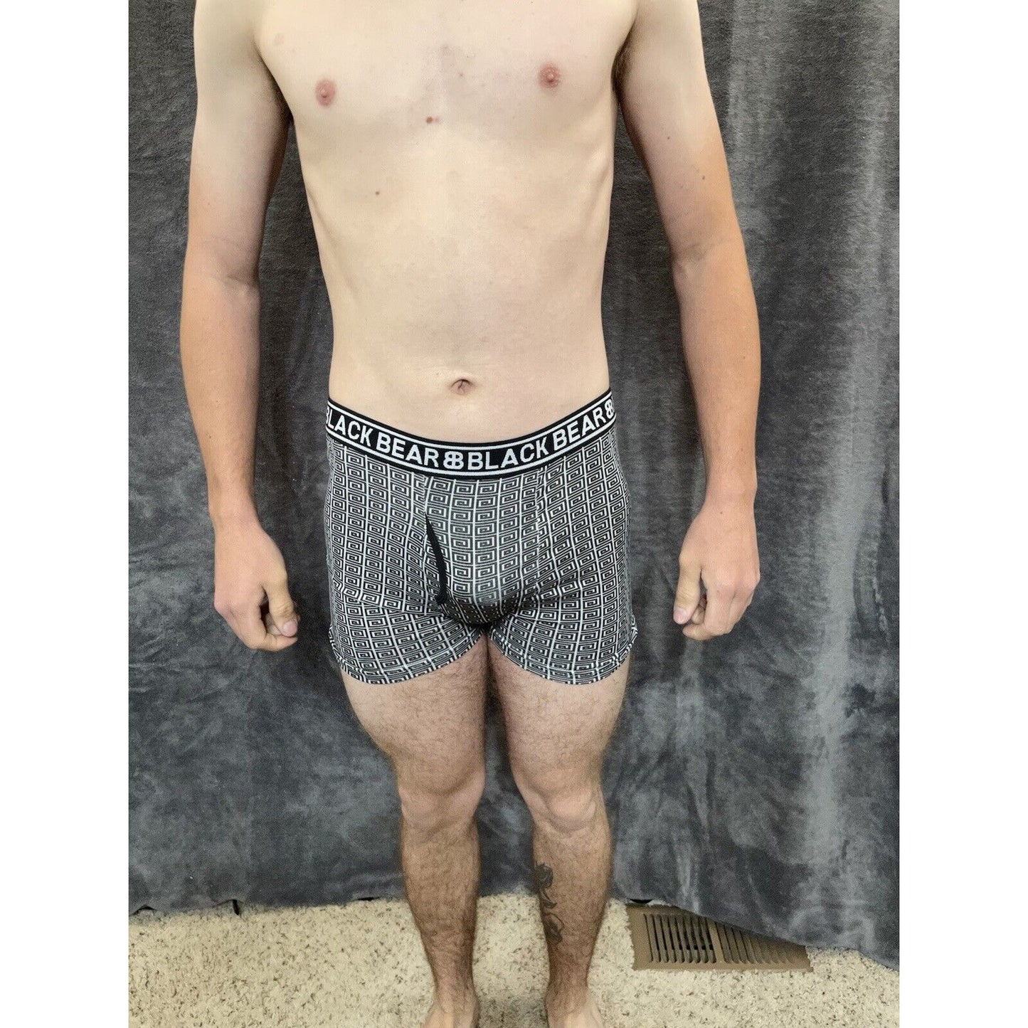 men's medium athletic trunk style black bear boxer brief White And Black Squares