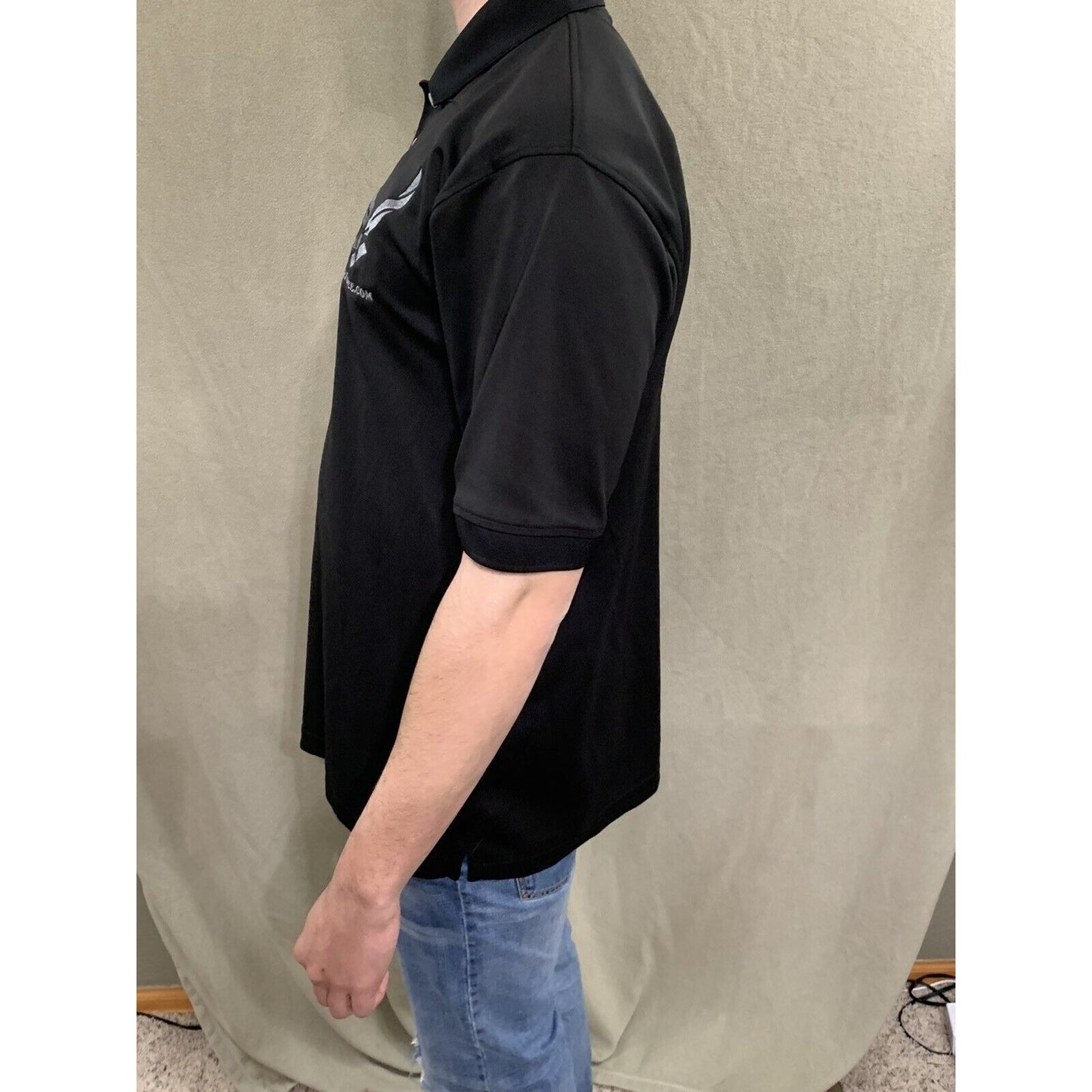 Men’s Medium Black Ultraclub Platinum Embroidered Air Force Polo Shirt
