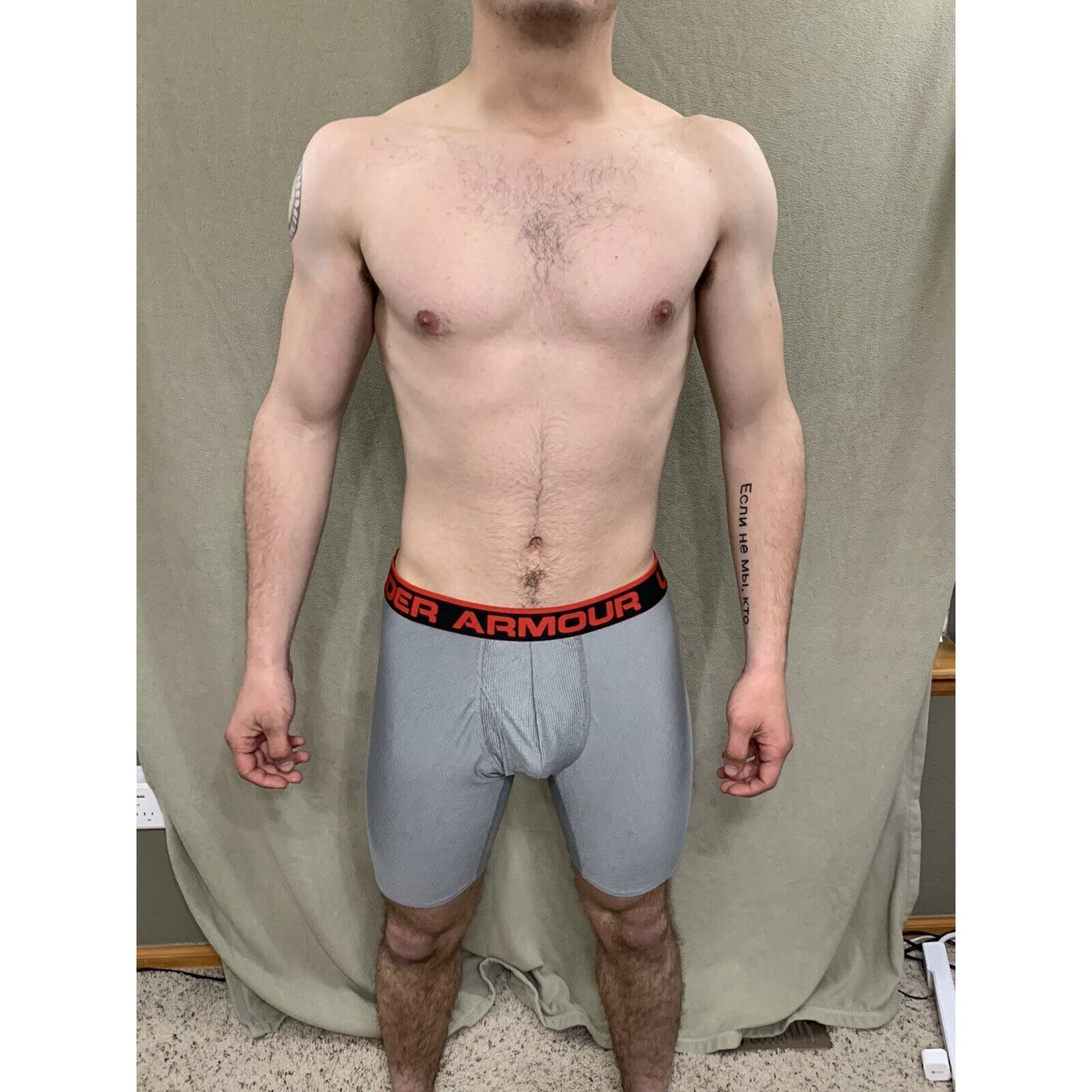Men’s Gray With Black/Red Band under armour Ua boxerjock 6” Size Small